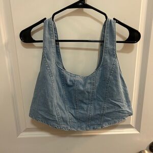 Molly Green Denim Blue Women's Top with Zipper Size Large